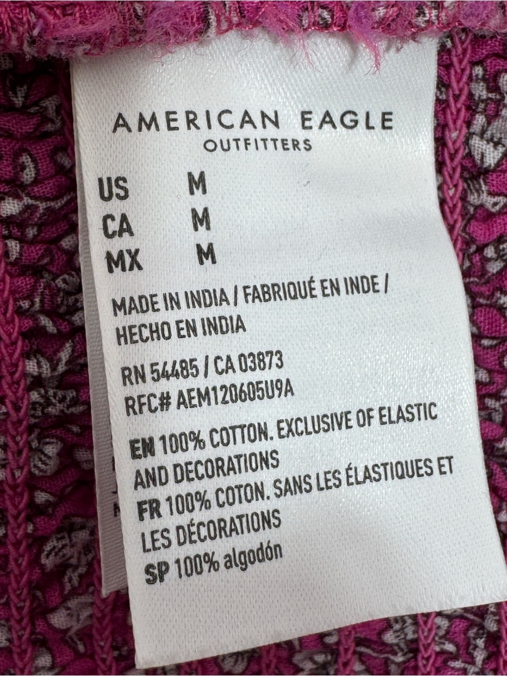 American Eagle Floral Smocked Puff Sleeve Crop Top Pink Medium Cottagecore - Picture 10 of 12